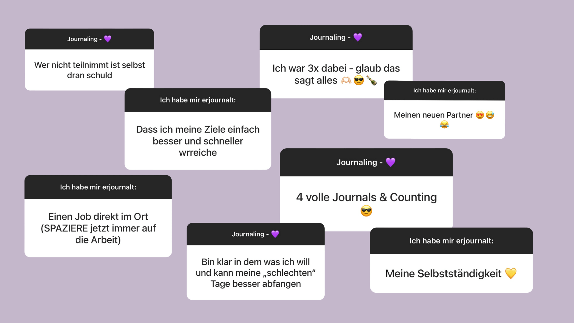 Screenshots von Antworten bei Instagram - Feedback zu Journaling