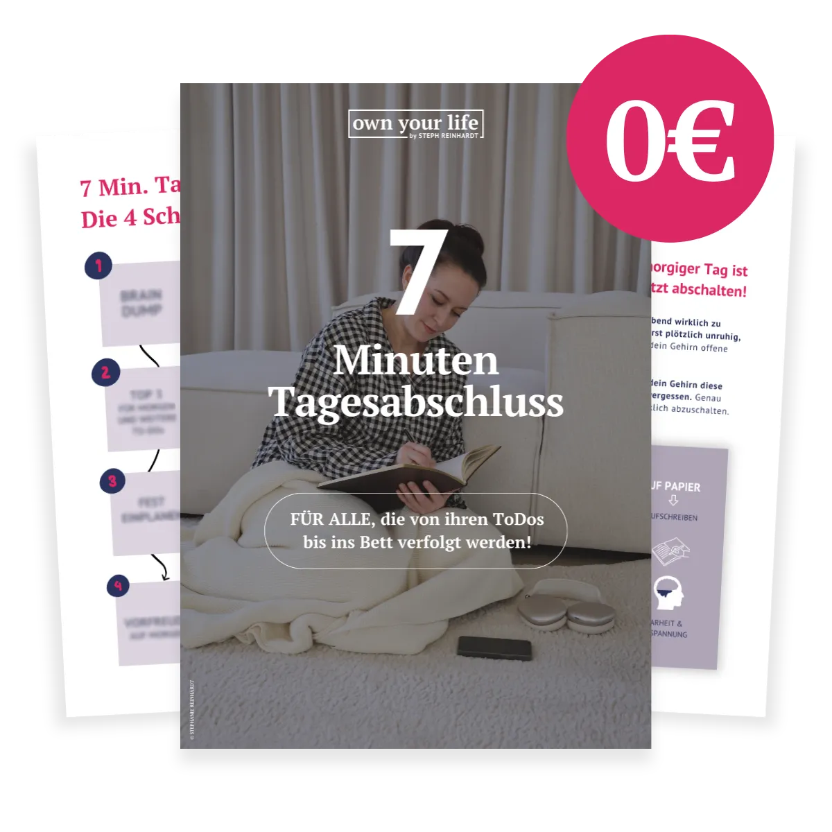 7-Minuten-Tagesabschluss | 0€ Guide von Steph Reinhardt (Mockup)
