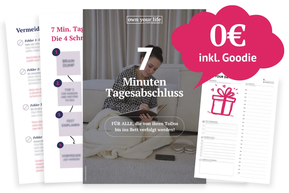 7-Minuten-Tagesabschluss | 0€ Guide von Steph Reinhardt (Mockup)